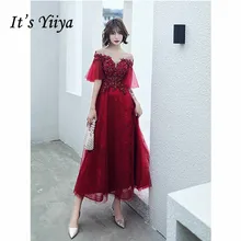 It's Yiya платье для выпускного вечера кружевные вечерние длинные платья трапециевидной формы с вышивкой элегантное платье с вырезом "лодочка" с открытыми плечами Vestidos de gala E1288