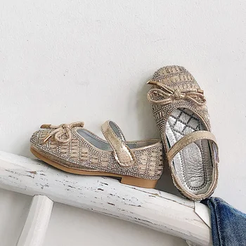 

2019 Autumn Kid's Shoes Girl's Shoes Casuals Hook & Loop Shallow Butterfly-knot Round Toe Sweet Flat Heels Non-slip H668