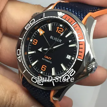 

2020 Bliger New Silver Case Sapphire Glass orange Ceramic Bezel Date Luminous Waterproof Leisure Stainless Men's Automatic Watch