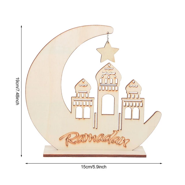 Wooden EID Mubarak Decoration Ramadan Mubarak Ornaments Islamic Muslim Pendant Eid Al Adha Party Supplies Ramadan Kareem Gifts I