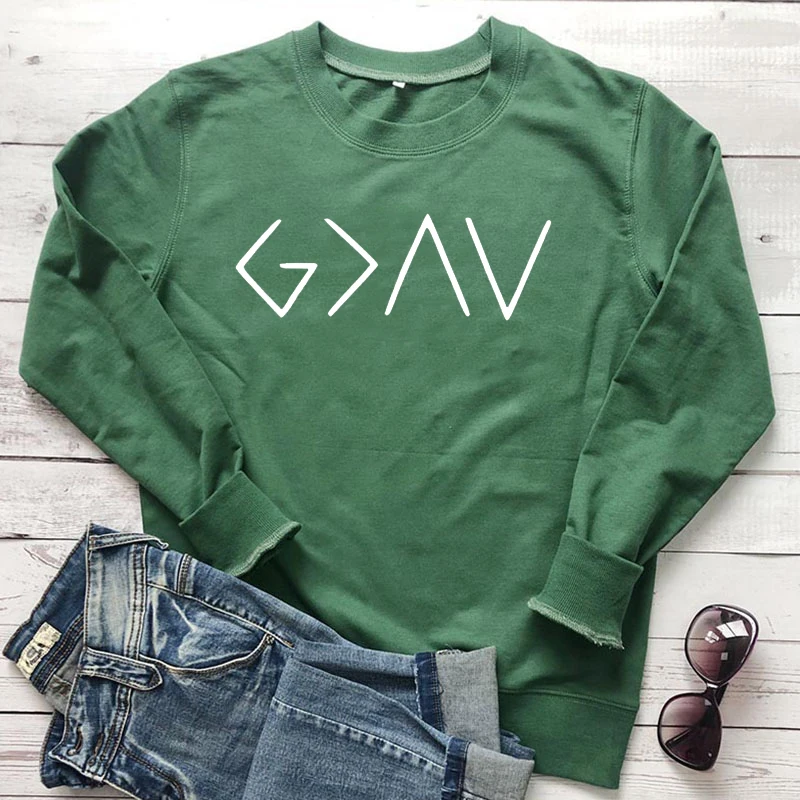 

God Is Greater Than The Highs and Lows Women Sweatshirts Crew Neck Christian Ladies Hoodies Long Sleeve Streetwear Drop Shipping