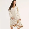 Jastie Lavender Fields Midi Dress 2022 Summer Fall Long Sleeve Loose Embroidery Chic Dress Floral Boho Hippie Vintage Vestidos ► Photo 3/6