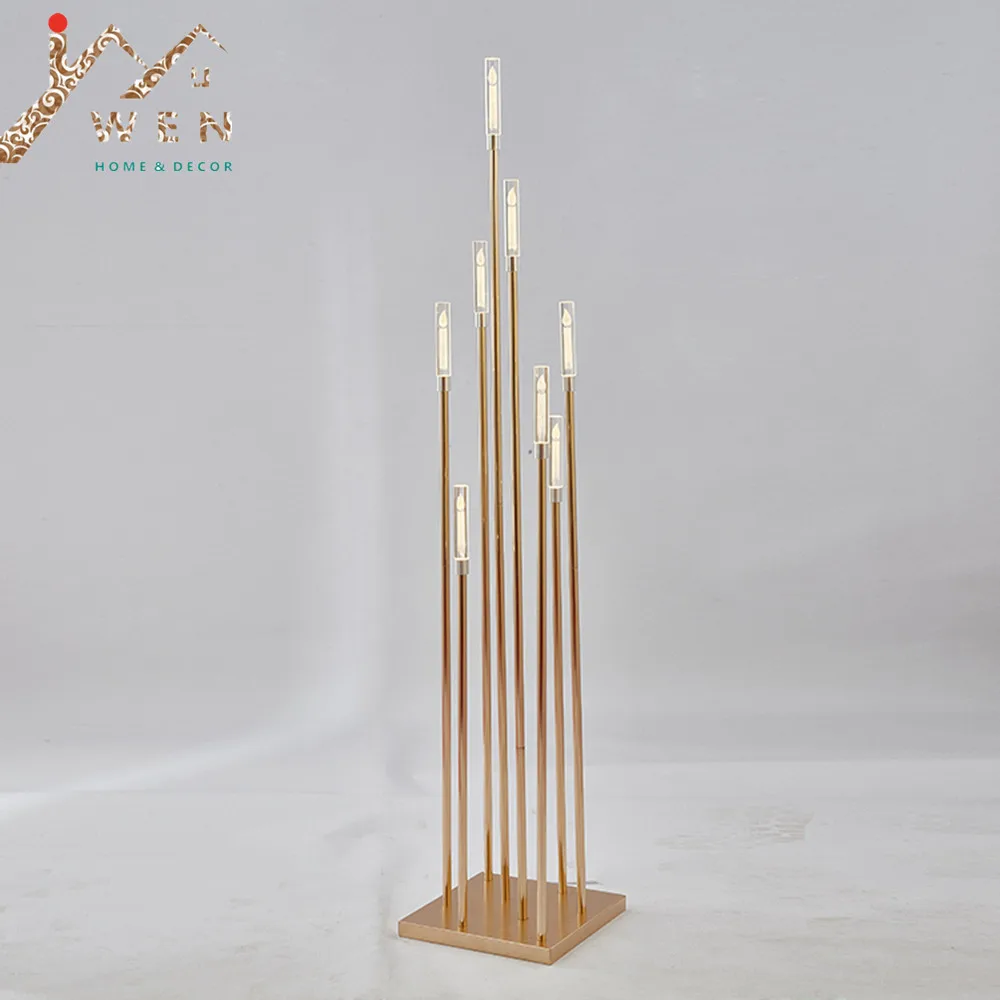 

20PCS 8 Heads Metal Candelabra Candle Holders Acrylic Wedding Table Centerpiece Flower Road Lead Candelabrum For Home Decor