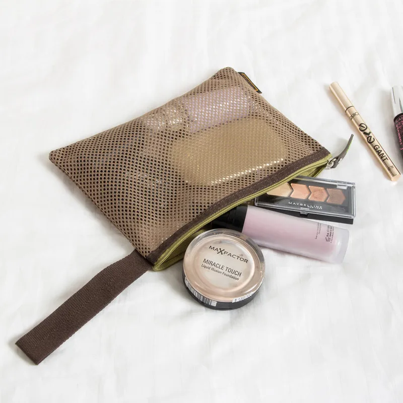 

New Multi-Function Transparent Mesh Beauty Zipper Travel Cosmetic Bag Portable Toilet Pouch Makeup bag Origanizer
