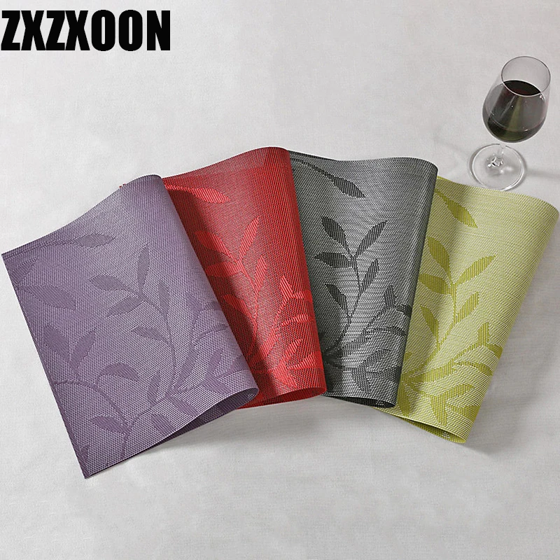 

Small Tree Jacquard Placemat Kitchen Accessories Table Mats for Dining Table Placemat Drink Coaster PVC Table Mats Pads