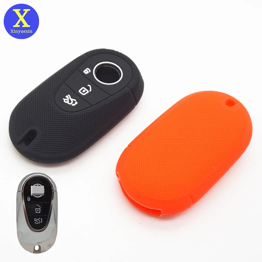 Xinyuexin Silcione 자동차 키 케이스 커버, 메르세데스 벤츠 EQA EQC EQS 2020-2022 스마트 원격 키 케이스 쉘 홀더 보호대
