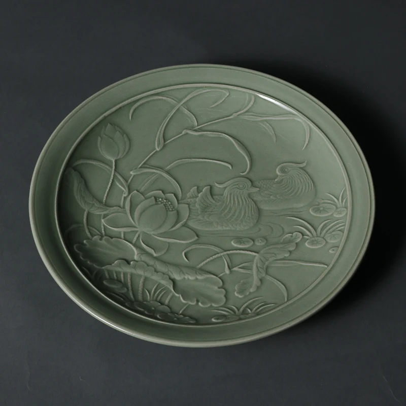 

Yue Kiln small celadon mandarin duck plates porcelain ceramic crafts of chinese characteristics chinese teaset for gifts