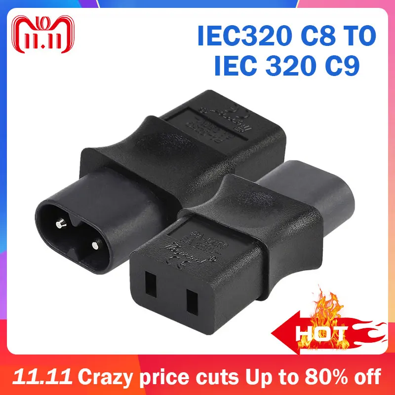 C8-C9 IEC 320 C8 для C19 прямые 2Pin AC Мощность адаптер конвертер розетка дорожная