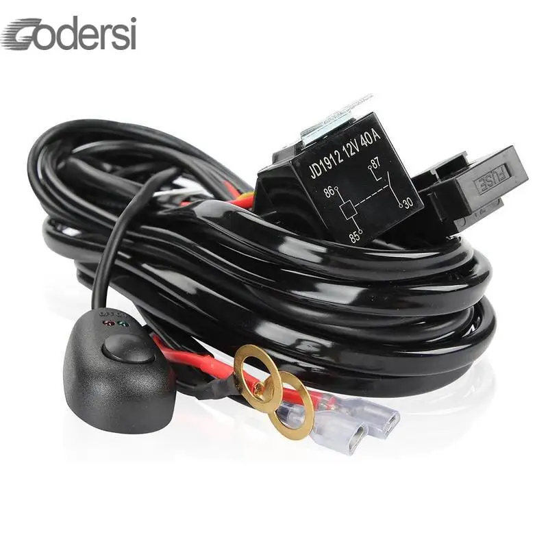 

180W/240W Car LED Light Bar Wire Wiring Harness Switch Relay Kit for Connect 2 LED Work Driving Light Bar 4WD