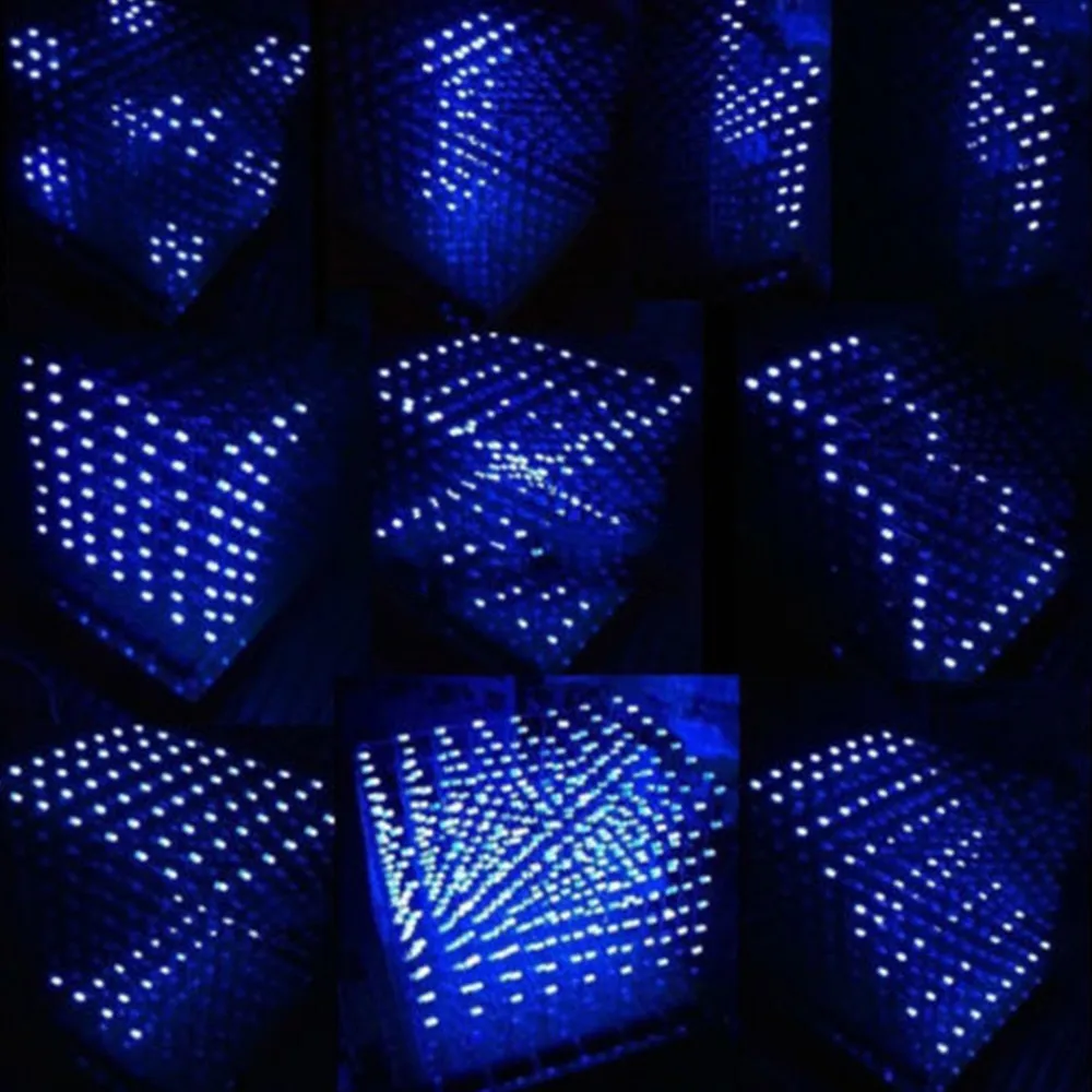 3D светодиодный светильник в квадрате DIY Kit 8x8x8 3 мм светодиодный куб белый светодиодный светильник синий/красный луч печатная плата настольные лампы