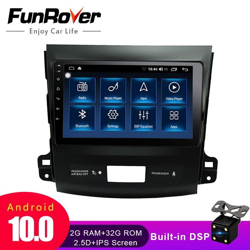 FUNROVER автомобильный стерео Android 10 0 Радио мультимедийный плеер GPS для Mitsubishi Outlander xl 2