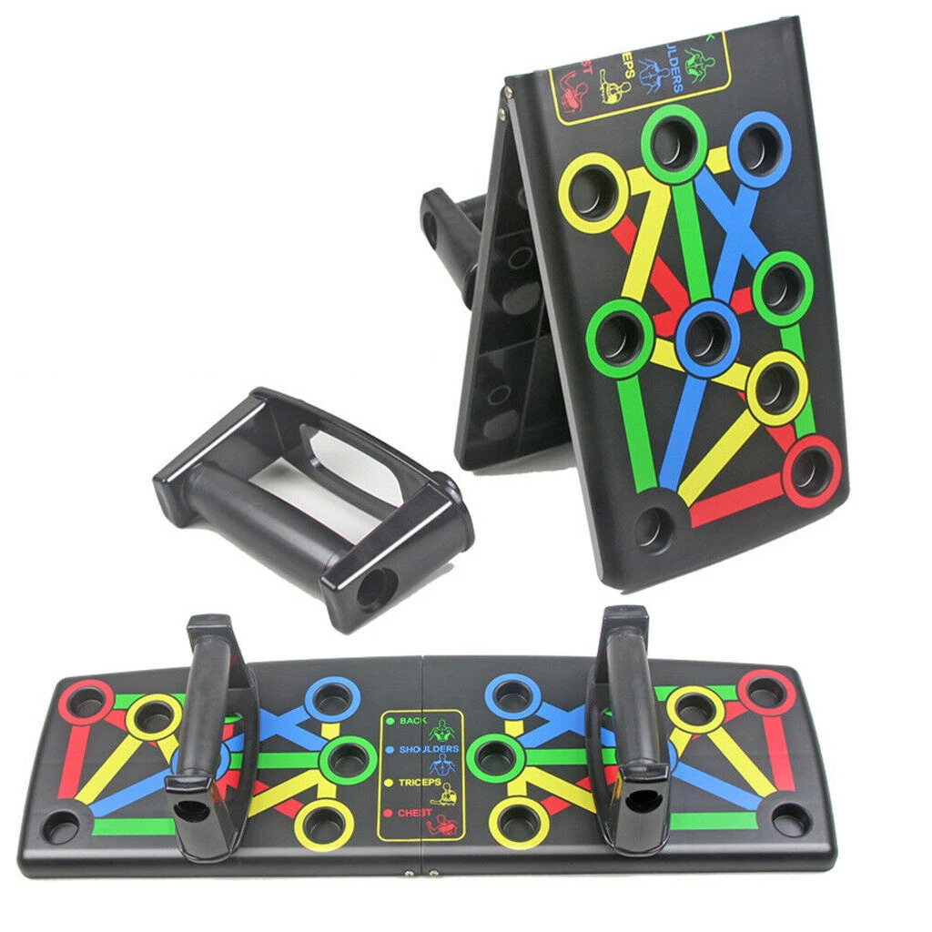 Folding Push-Ups Stands Push Up Board Multi Color-coded Muscle Training Board Portable Fitness Workout Exercise Equipment Unisex