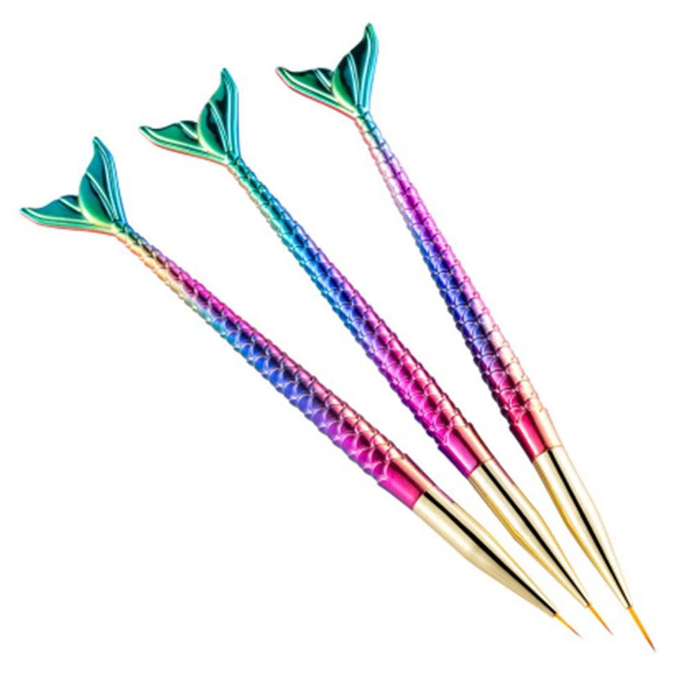 3Pcs Acrylic French Stripe Nail Art Liner Brush Set 3D Tips Manicure Ultra-thin Line Drawing Pen UV Gel Brushes Painting Tools
