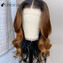 Aliexpress - Unextar Remy Human Hair Wigs For Women 13×4 Long Ombre Blond Brown Color Body Wave Lace for beautiful women