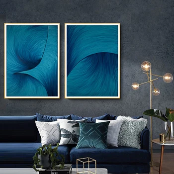 

Blue Silk Space Art Abstract Poster Wall Art Print Modern Style Canvas Ink Painting Nordic Decorative Picture Home Decor
