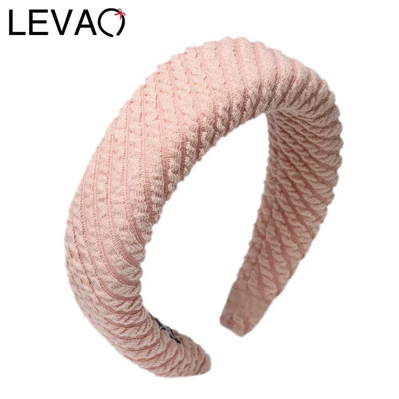 

LEVAO Knitting Sponge Padded Headband Stripe Hairbands Bezel Turban Women Elegant Girls Hair Accessories Hair Hoop Solid Color