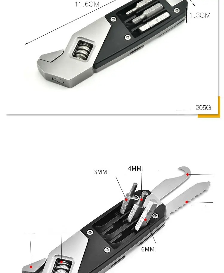 Портативный инструмент для выживания на открытом воздухе, инструменты для кемпинга, ручные инструменты, многофункциональный гаечный ключ, универсальный гаечный ключ, регулируемая отвертка, Набор бит