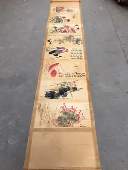 

Antique collection of modern and contemporary celebrity long scroll paintings (Qi Baishi flower picture)