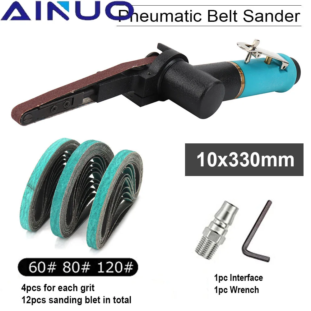 10*330mm Air Belt Sander Sanding Belt Adapter Pneumatic Sanding Angle Grinder Grinding Machine Welding Parts