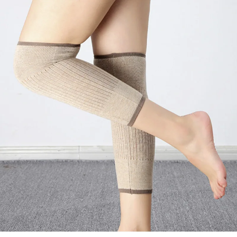 Весенне-осенние шерстяные вязаные наколенники из полиэфирного волокна для взрослых и женщин; наколенники для ног и икр; Лидер продаж; компрессионные наколенники - Цвет: Темный хаки