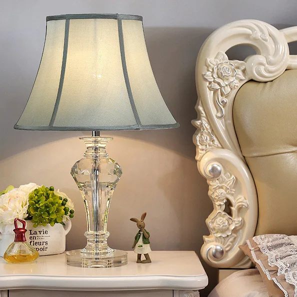 

Modern Crystal Bedroom Table Lamp Fabric Lampshade Living Room Decoration Abajur Table lamp For Bedroom Lamparas De Mesa