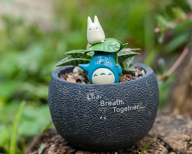 Figurine Totoro en cuir chevelu bleu blanc, studio Ghibmovies, fournitures  de jardin nickel é, mon voisin, petit terrarium l'inventaire, accessoires  de bricolage - AliExpress