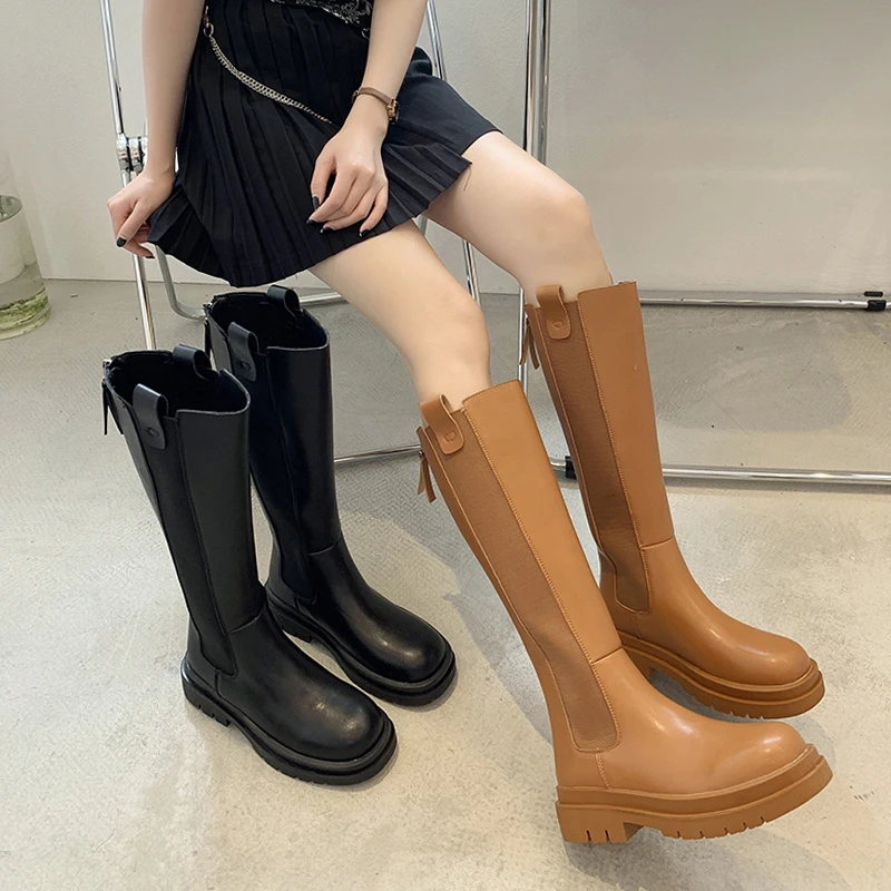 

Shoes Woman Flat Boots Sexy Thigh High Heels High Sexy Round Toe Boots-Women Low Black Autumn Over-the-Knee Rubber Mid Calf 202