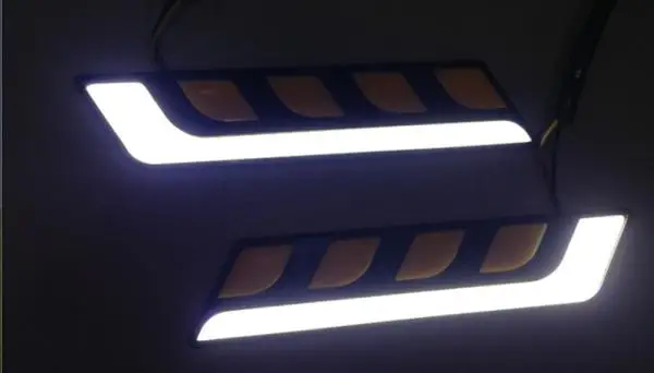 2 шт. Led Cob Противотуманные белые лампы, светильник, лампа с сигналом поворота для автомобиля, дневные ходовые гибкие мягкие трубки, направляющие водонепроницаемые полосы# YL1