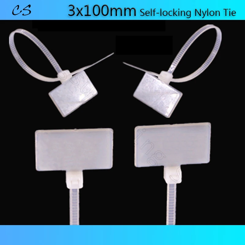 

50/100pcs 3x100mm White Nylon Tie Tags Labels Self-Locking Network Cable Zip Trim Wrap Loop Wire Straps Label Markers Cable Tag