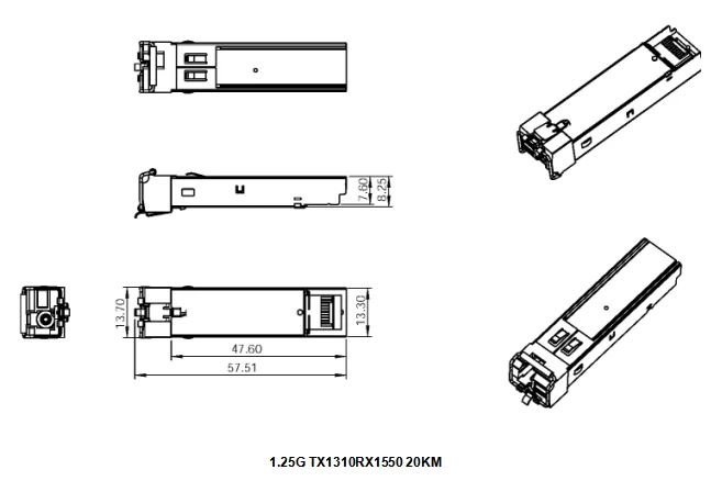 50 пар: 1,25G bidi SFP 1310/1550nm 20 км LC/SC опциональный приемопередатчик DDM
