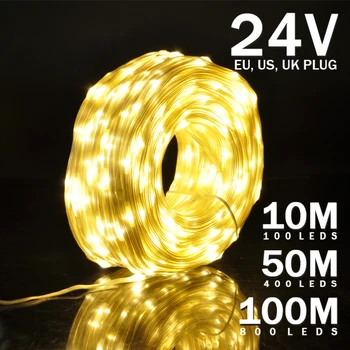 10M/50M/100M 24V Waterdichte Outdoor Kerst Licht Fairy String Lights 8 Modi Decoratieve verlichting Voor Tuin Mall Dakranden Hot Koop 10M/50M/100M 24V Waterdichte Outdoor Kerst Licht Fairy String Lights 8 Modi Decoratieve verlichting Voor Tuin Mall Dakranden Hot Koop