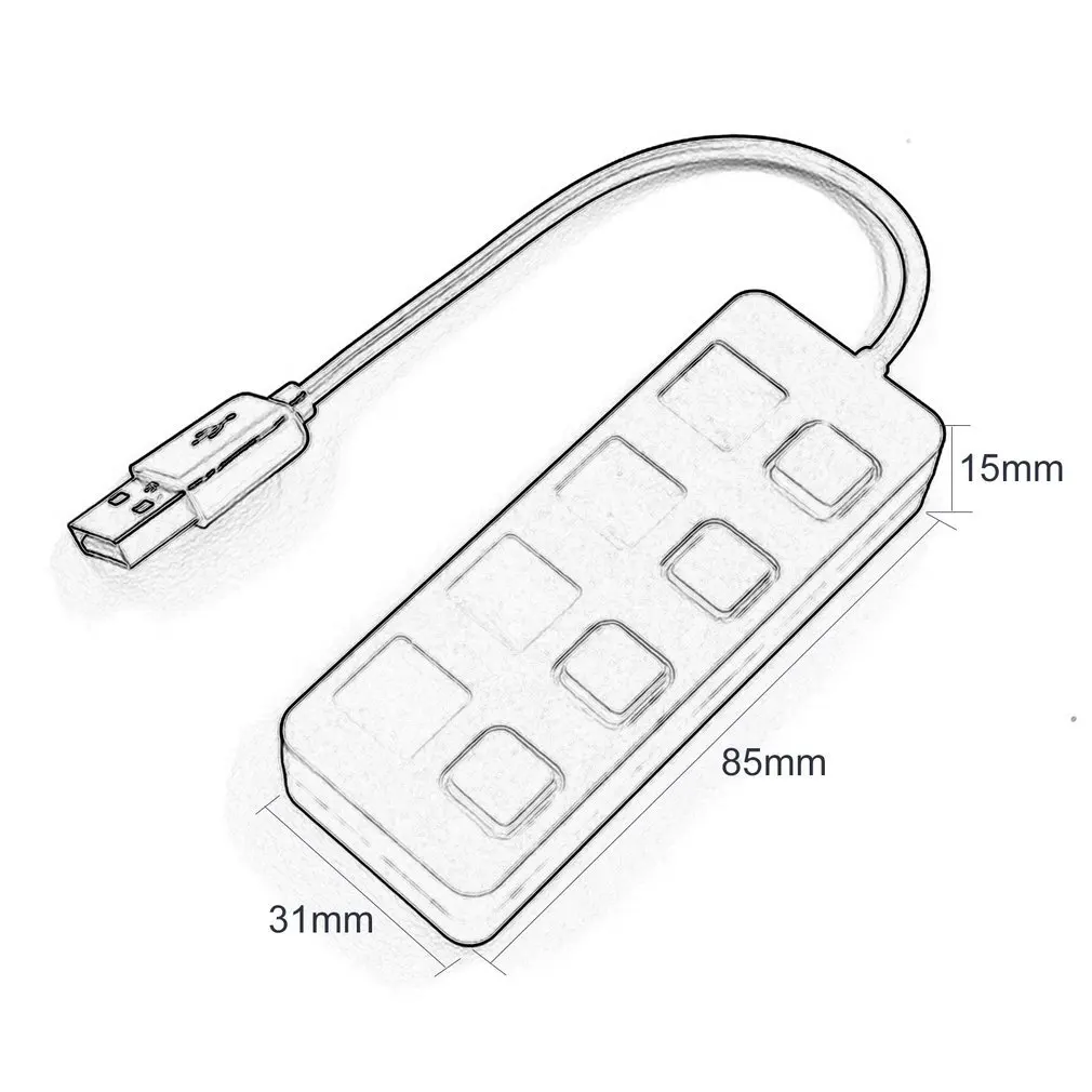 4 порта USB 2,0 концентратор с автономным переключателем вкл/выкл тонкий компактный USB хаб расширения/сплиттер для U-disk Card Reader