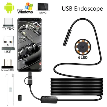 1/2/3.5/5/10m 6LED USB Mini Endoscope Camera Flexible Hard Cable Snake Borescope Inspection Camera for Android Smartphone PC 1