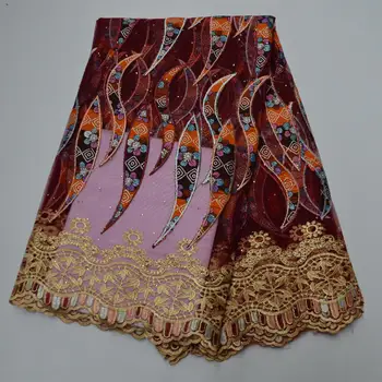 

Latest Style African Wax Lace Fabric 5 Yards/Lot Hot Sale African Ankara Wax Embroidery Guipure Lace Fabric For Nigerian Dress