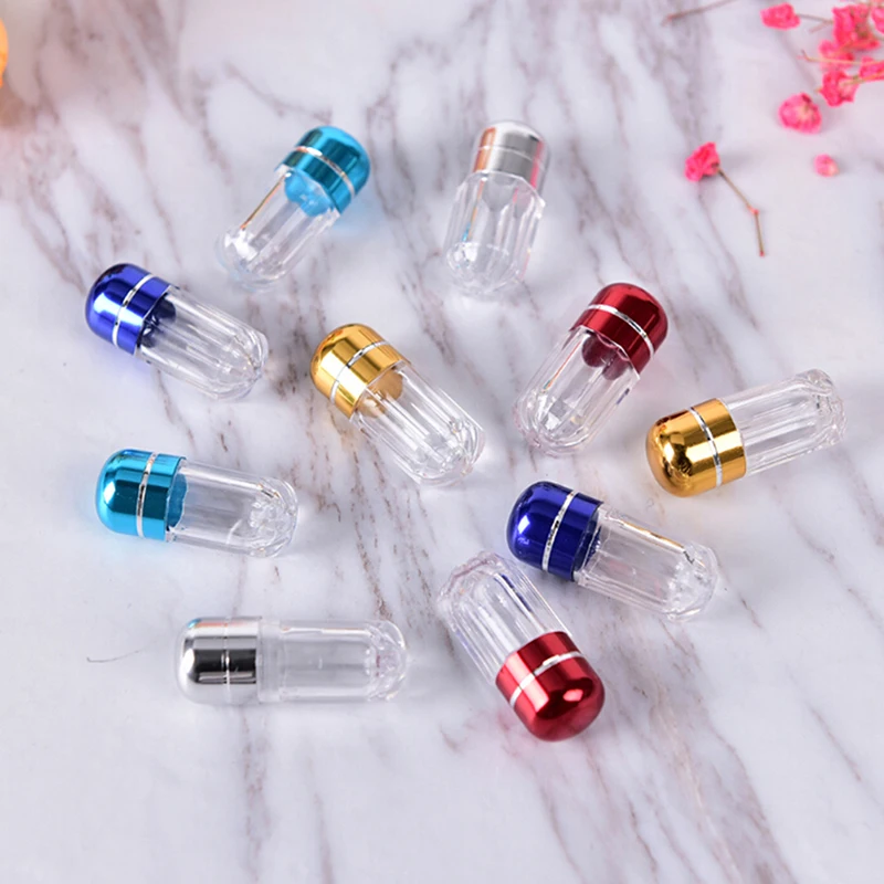 1PC/10Pcs Empty Clear Plastic Bottle Pill Box Capsule Shell Medicine Holder Color Random
