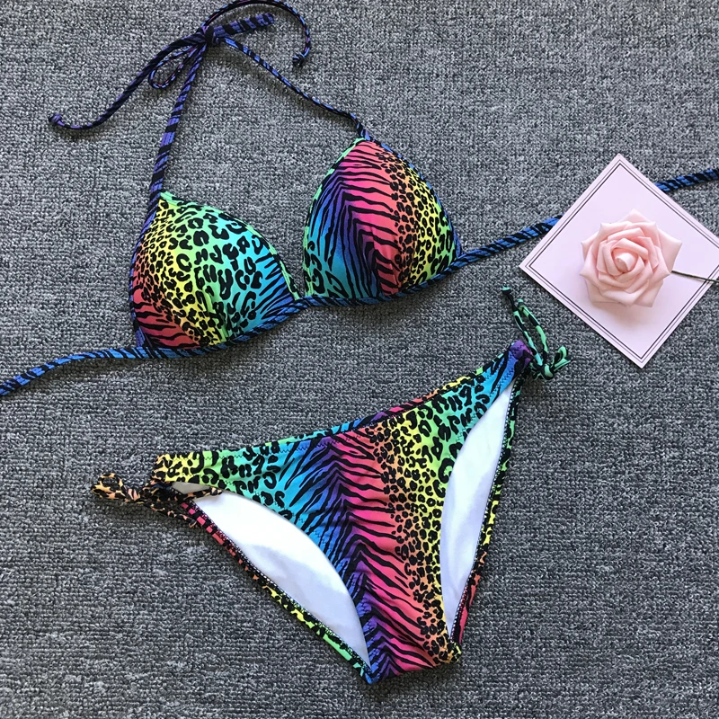 

Sexy Leopard Print Push Up Bikini Set Bandage Swimsuit Bikinis Mujer Women Plus Size Swimwear Bathing Suit Beach Wear Bodysuit