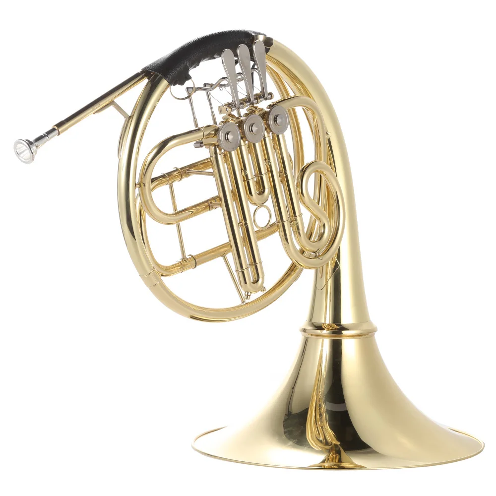 Muslady французский Рог B/Bb плоский 3 ключа латунный золотой лак Однорядный Сплит духовой инструмент с мельхиором мундштук чехол
