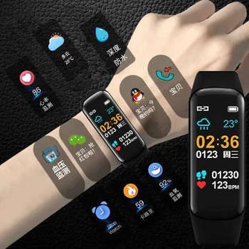 

Water Guaranteed Compensation Weather Temperature Smart Bracelet Students Heart Rate Blood Pressure Sleep Monitoring Waterproo