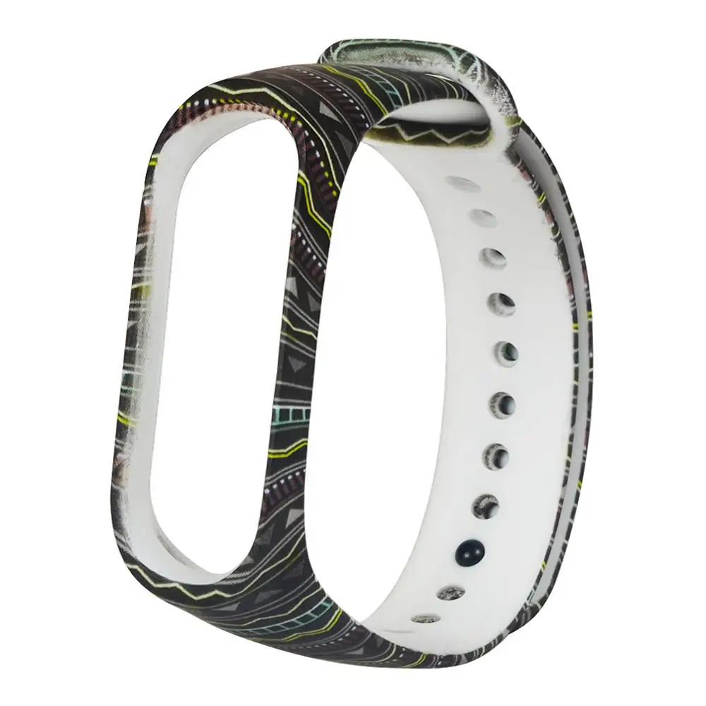 Folk Style Силиконовый ремешок для mi band 4 с разнообразным цветочным принтом, ремешок для mi band 3, модный спортивный ремешок для xiaomi mi 4 3 - Цвет: Folk Style