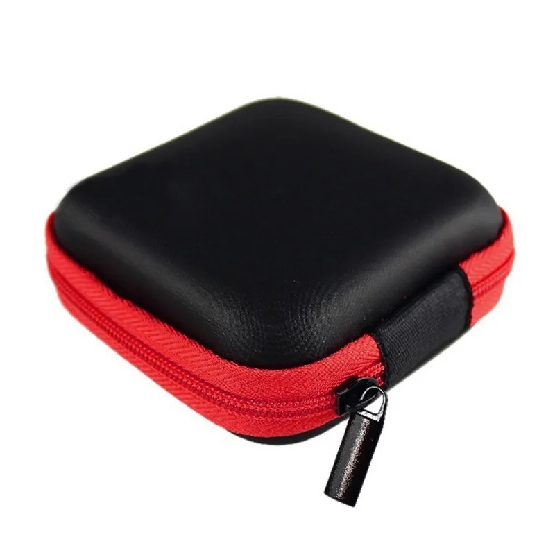 Горячая мини-молния Жесткий чехол для наушников Портативный чехол для наушников коробка наушники из искусственной кожи сумка для хранения Защитный USB кабель Органайзер - Цвет: red
