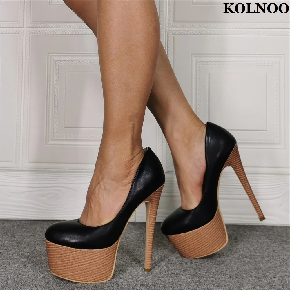 

Kolnoo Large Size 35-47 Handmade Ladies High Heel Dress Shoes Real Photos Sexy Platform Slip-on Party Shoes Fashion Court Pumps