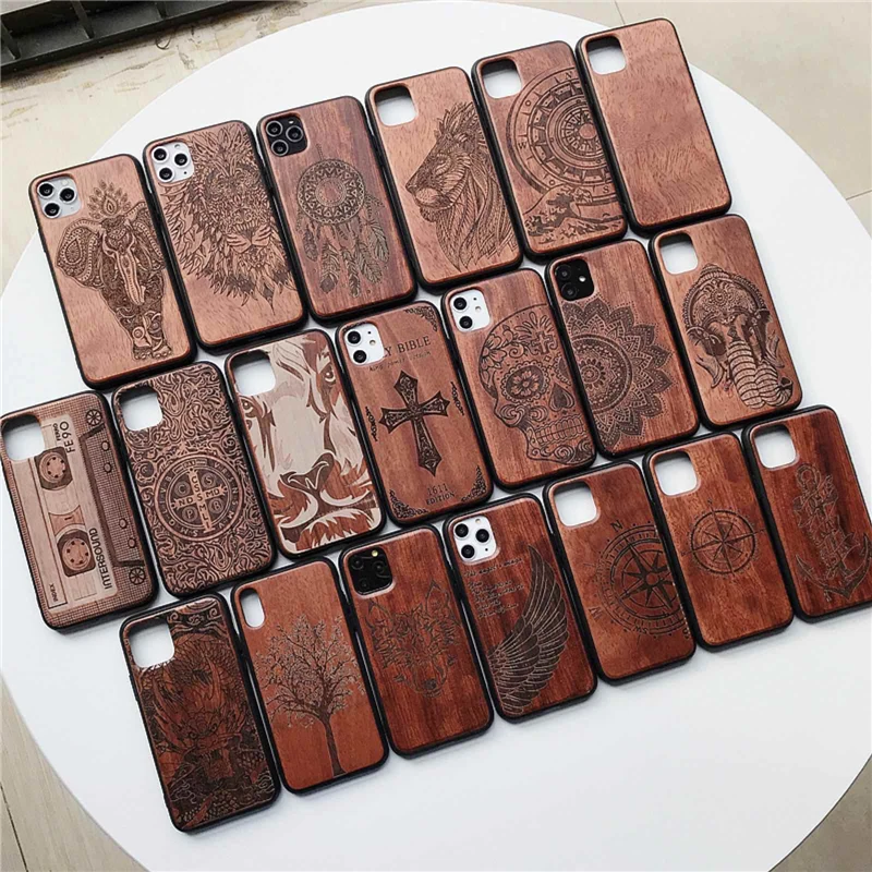 Original Wooden For Huawei P40 Hard Carved Cover Real Wood Phone Case Shockproof Cases Fundas Capa | Мобильные телефоны и