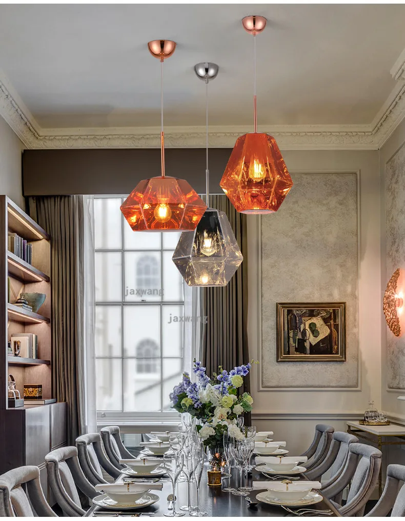 Postmodern LED Glass Pendant Lamps Nordic Restaurant Hanging Lamps Light Fixures Warm Creative Chandeliers Kitchen Accessories