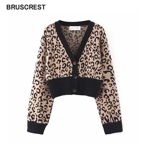 leopard cropped cardigan