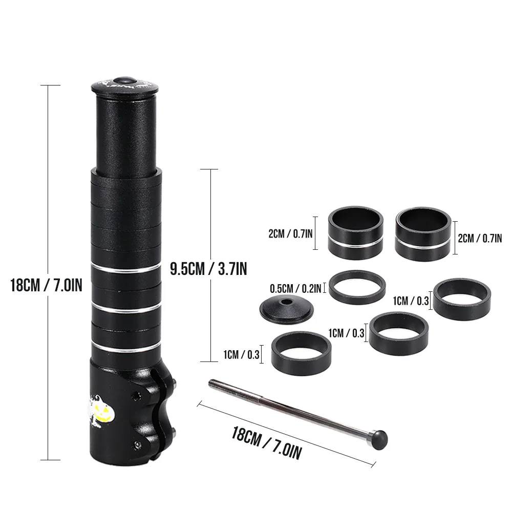 180mm Bike Fork Stem Riser Extender Extension Bicycle Cycling Bike Stem Head Up Raiser Handlebar Riser Adapter Aluminum Alloy