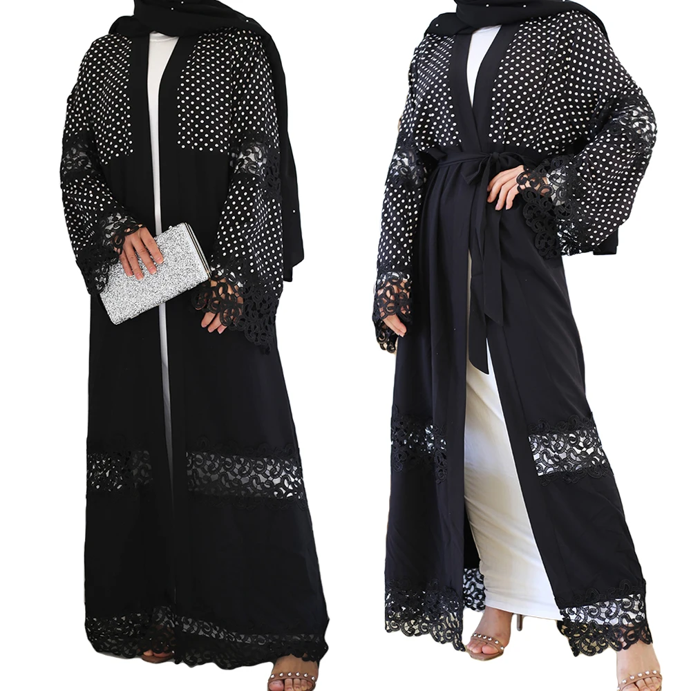Дубай открытая абайя кимоно мусульманское платье Кафтан Макси кардиган