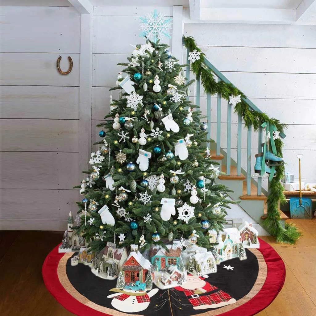 

2019 New Year 35 inch Burlap Snowflake Christmas Tree Skirt Ornament Home DecorationDiameter Christmas#10