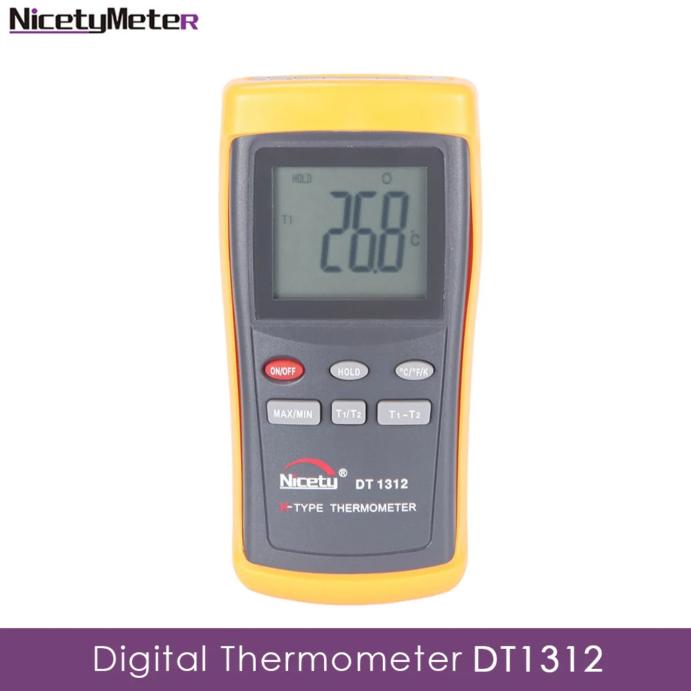 

Nicety DT1312 Digital LCD Industrial Thermometer Thermocouple Sensor Dual 2 K-Type Two Channel high temperature tester
