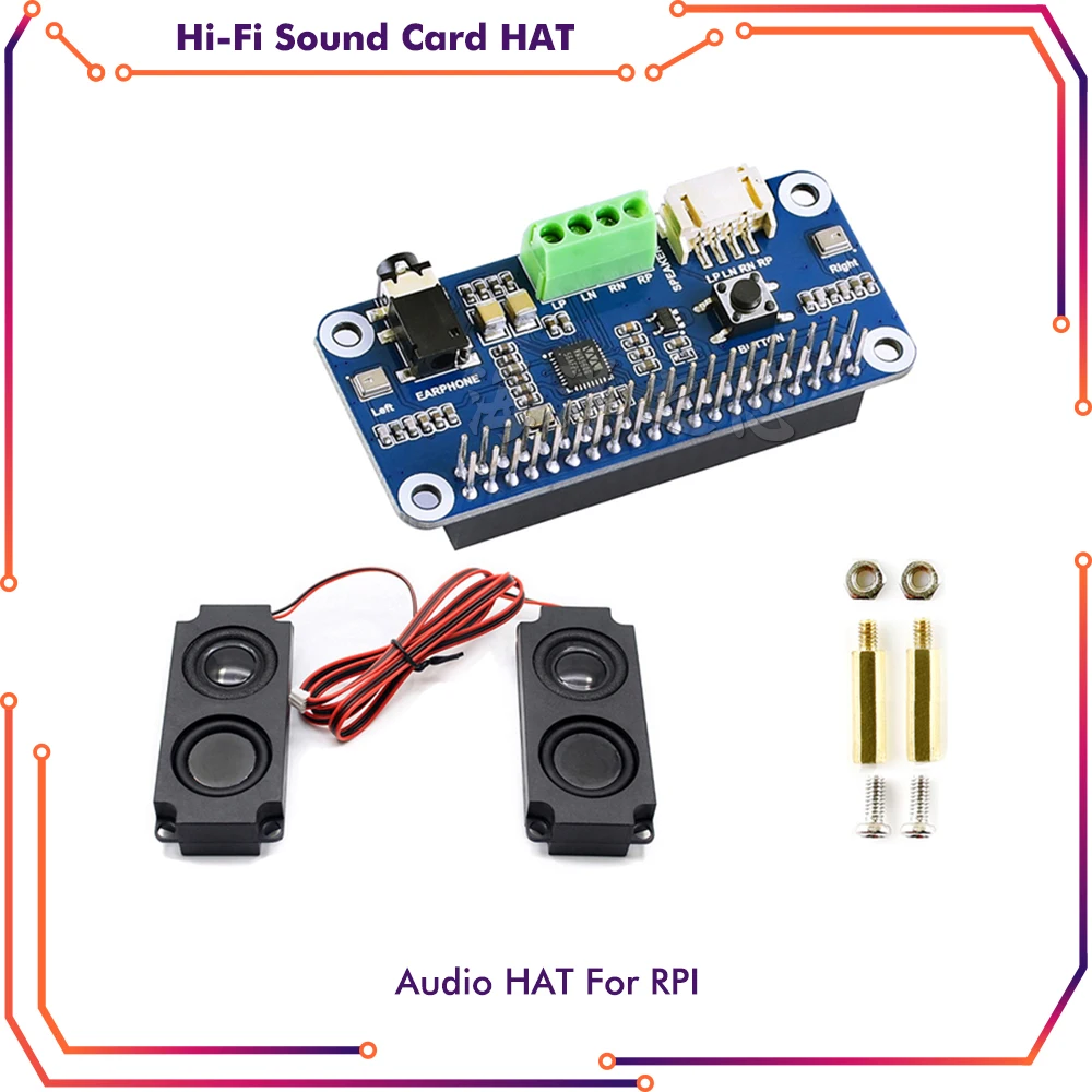 

Raspberry Pi 4 Hi-Fi Sound Card HAT WM8960 Supports Stereo Encoding Decoding Drive Speakers to Play Music Free for RPI 4 3 2 B