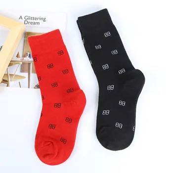 

Children's new high-end fashion socks, black red cute alphabet boy girl cotton socks